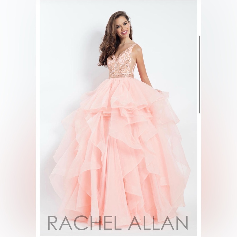 Rachel Allan Blush Layered Formal Dress